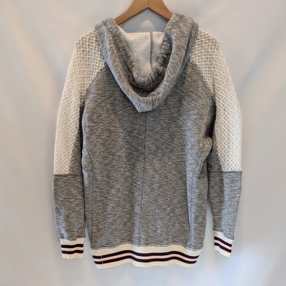 Mystree Lace Shoulder Distressed Hem Hoodie - Picture 3 of 7